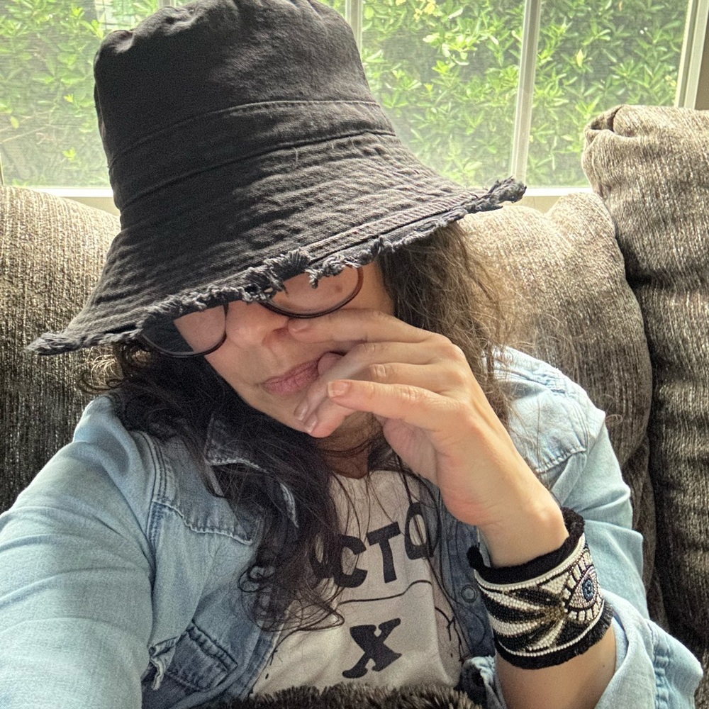 Fringe Black Canvas Bucket Hat
